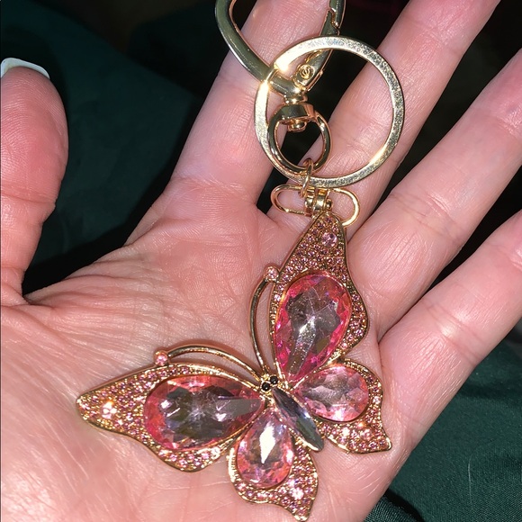 Crystal Butterfly purse/bag purse charm keychain - Picture 4 of 6
